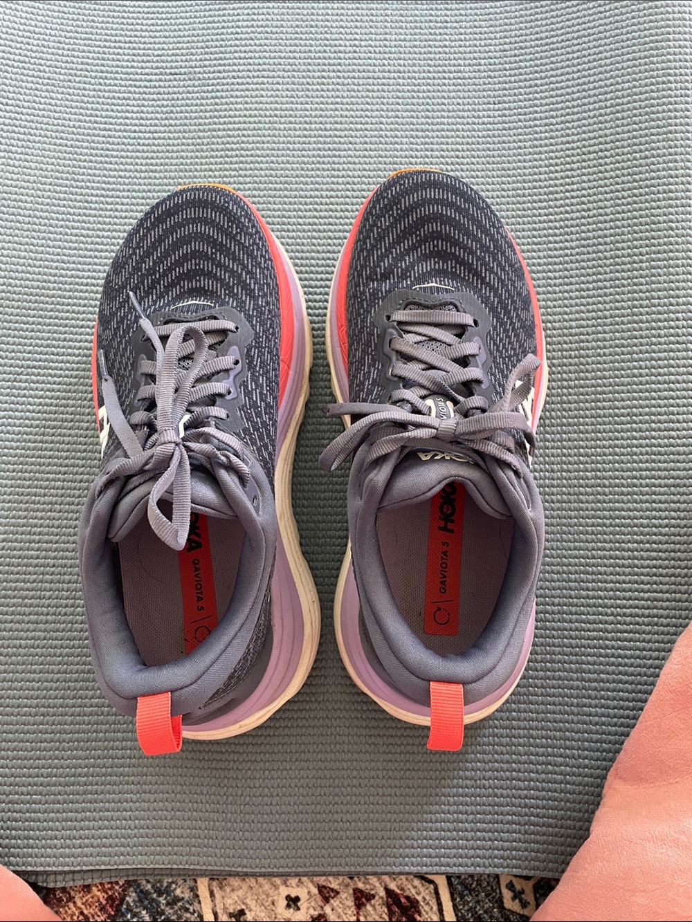 Hoka One One Gray and Coral Women's Running Shoes -wide